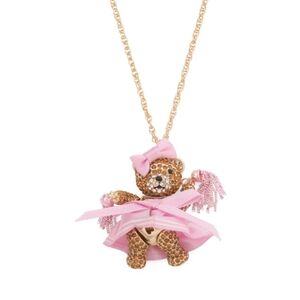 NWT Betsey Johnson Cheerleader Bear 30" Necklace